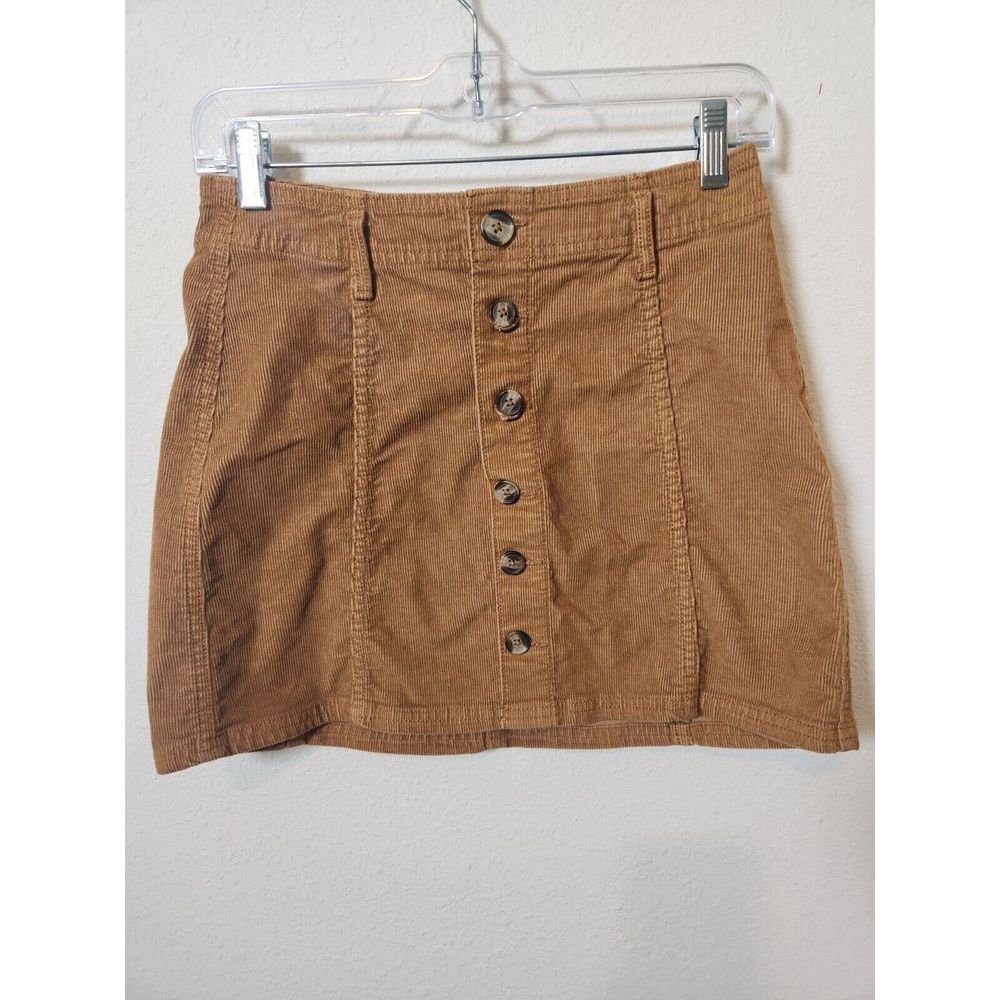 American Eagle Hi-Rise A-Line Skirt Size 0 Corduroy Button Front Super Stretch